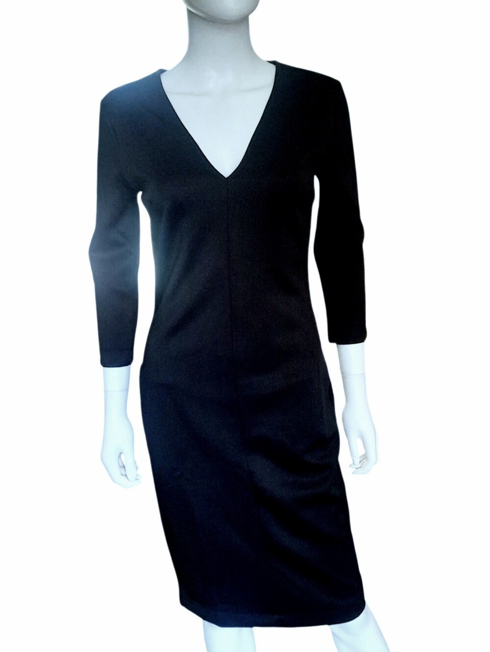 TEXTILE Elizabeth & James Black V-Neck 3/4 Sleeve Knee Length Stretch Dress Sz S